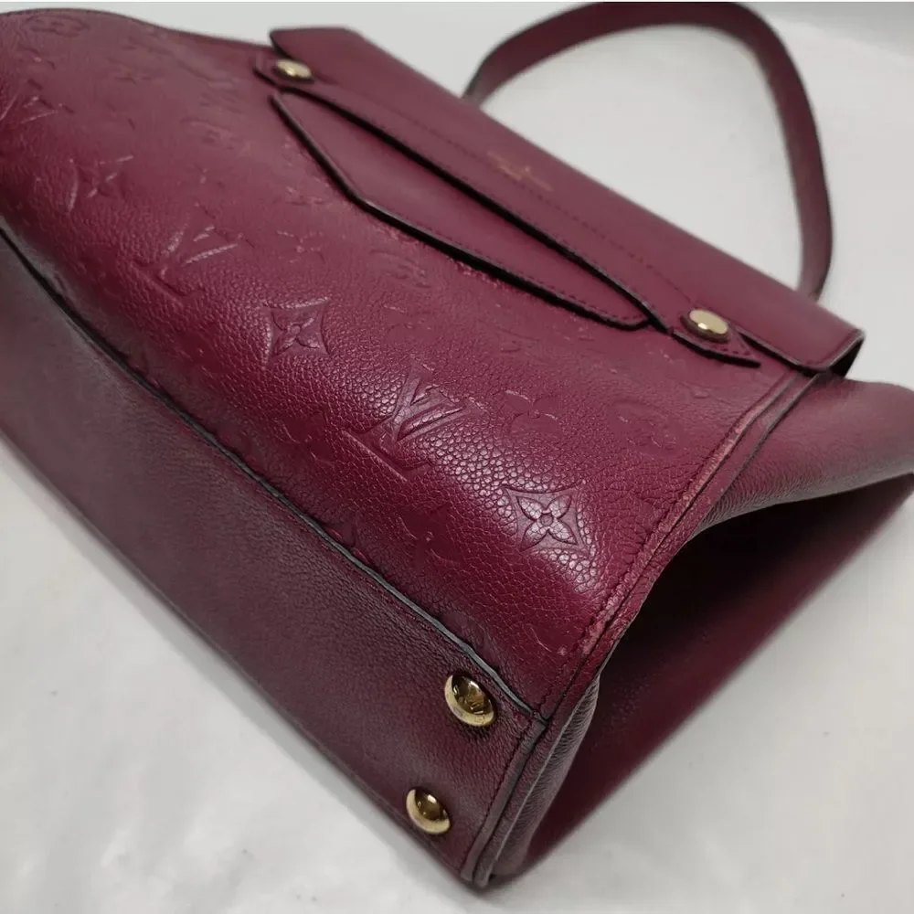Auth Louis Vuitton Burgundy Monogram Empreinte Leather Trocadero Shoulder Bag NM